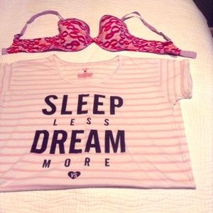 Victoria's Secret Sleep Shirt + PINK  Bra 38C, Lg